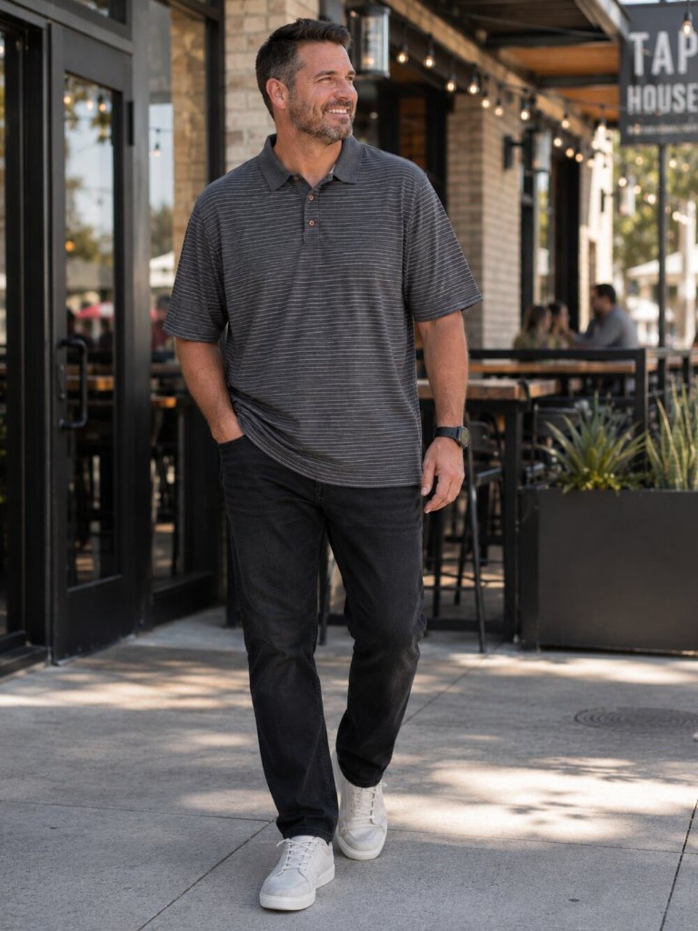 Roundtree & Yorke Modal Polo | Men's XXL | Gray Stripe | NWT